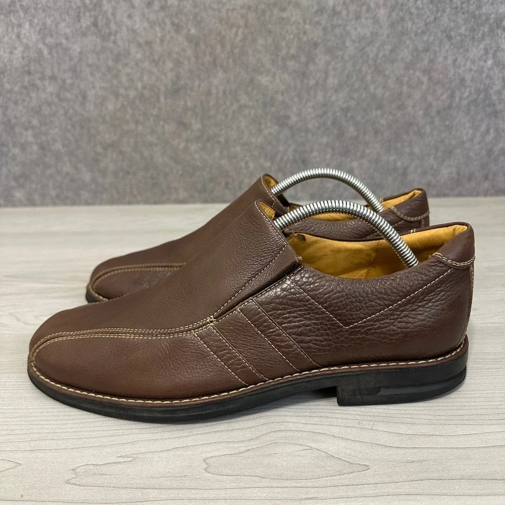 Sandro Moscoloni Slip On Loafers Mens 10.5 Brown Leather Contrast Stitch Brazil